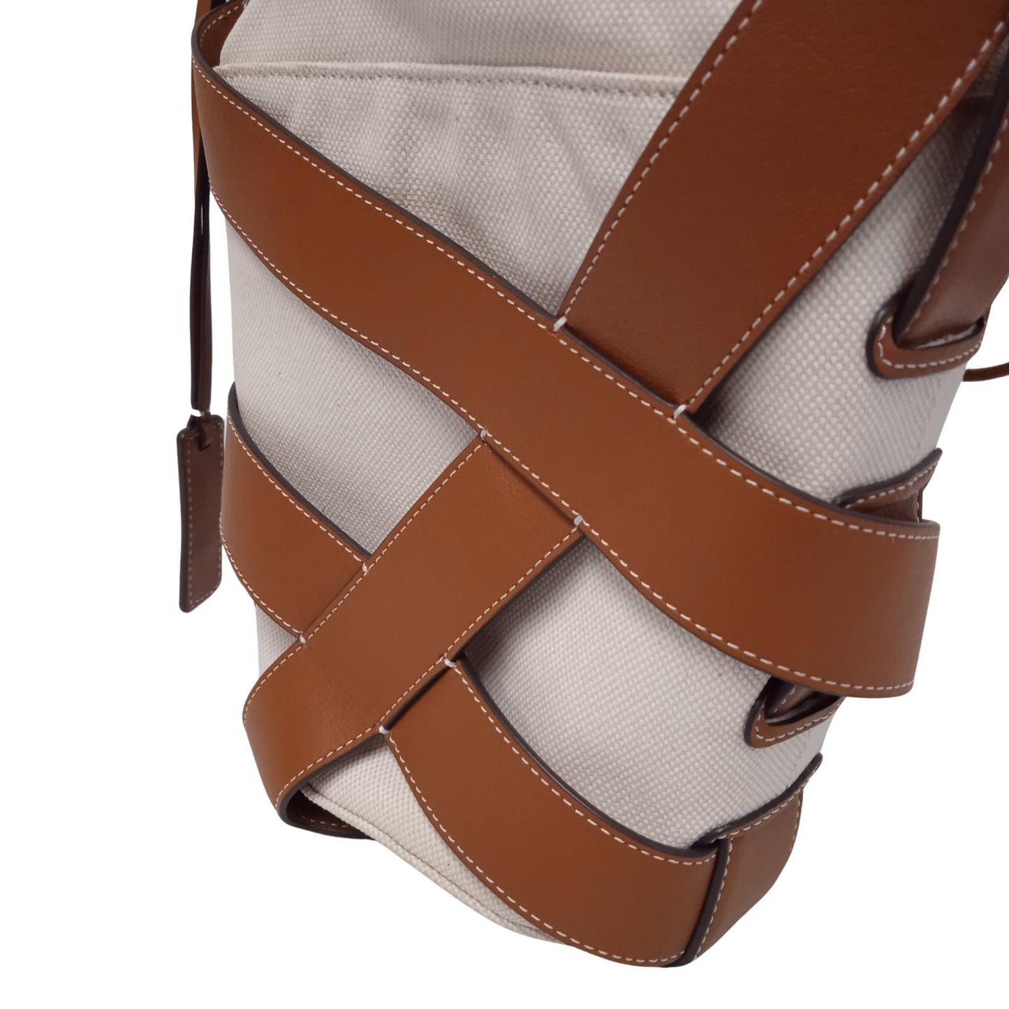 STAUD Ladies Brown/Beige Canvas & Leather Small Hive Bucket Bag RRP295 NEW
