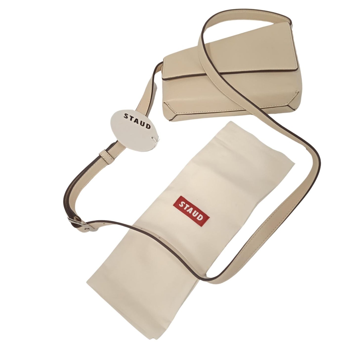 STAUD Ladies Beige Leather Acute Mini Crossbody Shoulder Bag RRP275 NEW