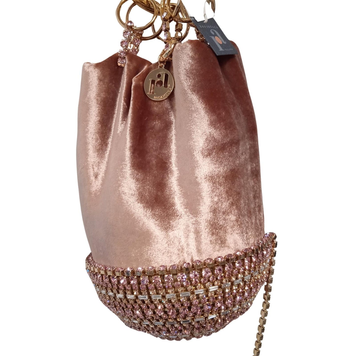 ROSANTICA Ladies Rose Pink Velvet Ghizlan Mini Bucket Bag One Size RRP1155 NEW