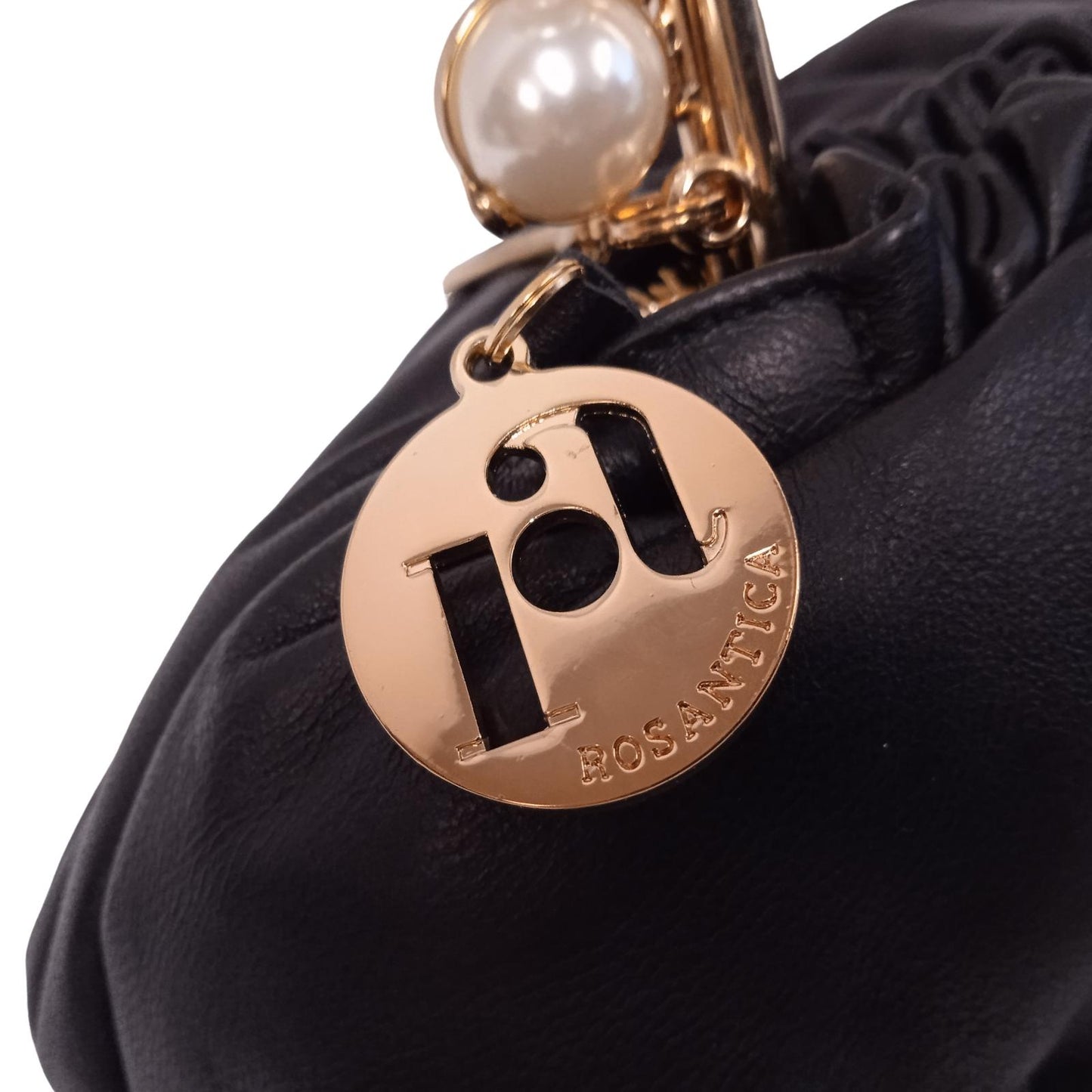 ROSANTICA Ladies Black Leather Explosion Top Handle Small Clutch Bag RRP605 NEW