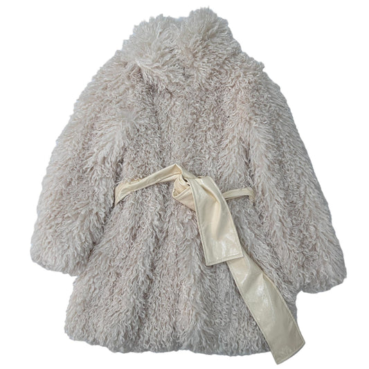 STAUD Neutrals Faux Fur Lydie faux shearling collar coat Medium - NEW RRP 430