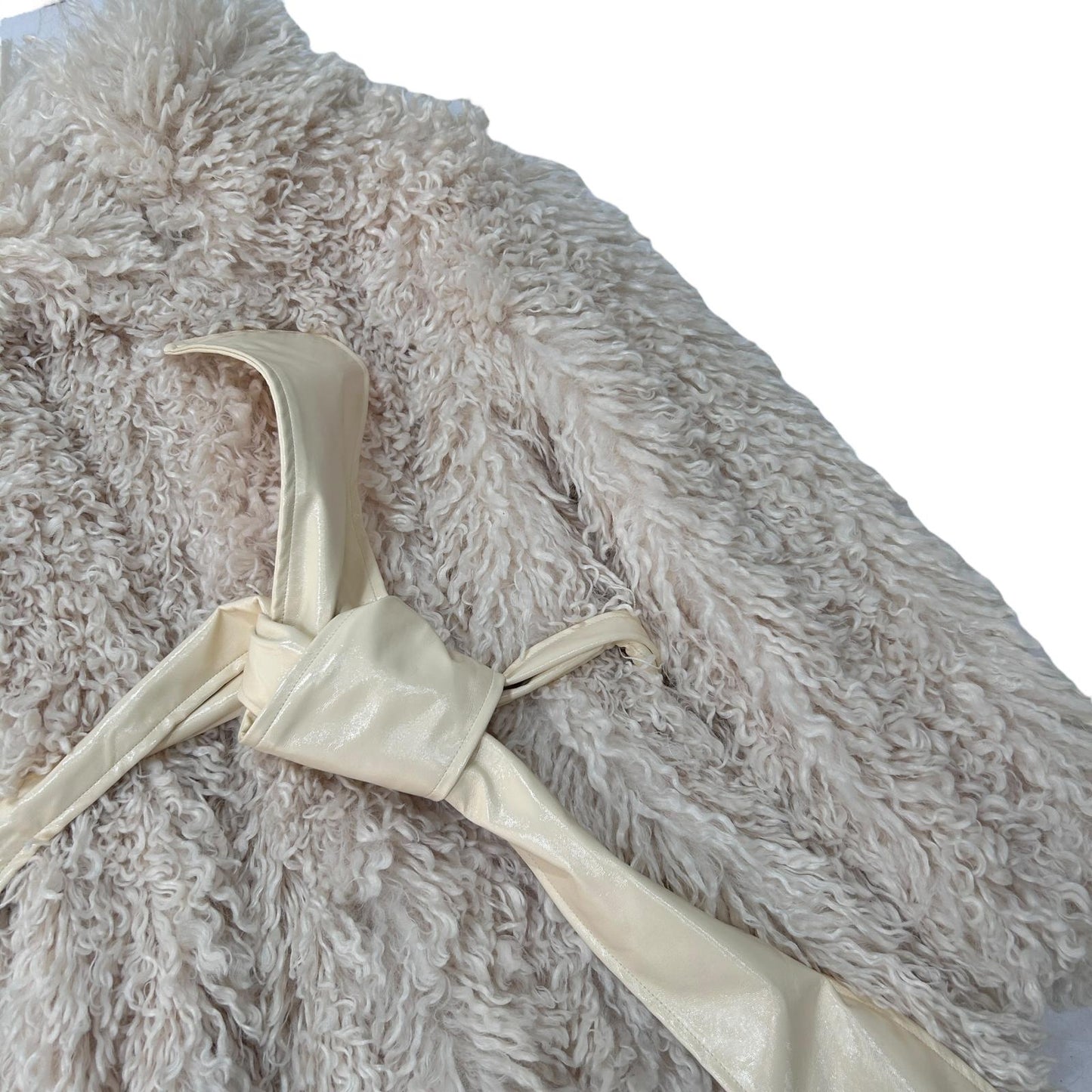 STAUD Neutrals Faux Fur Lydie faux shearling collar coat Medium - NEW RRP 430