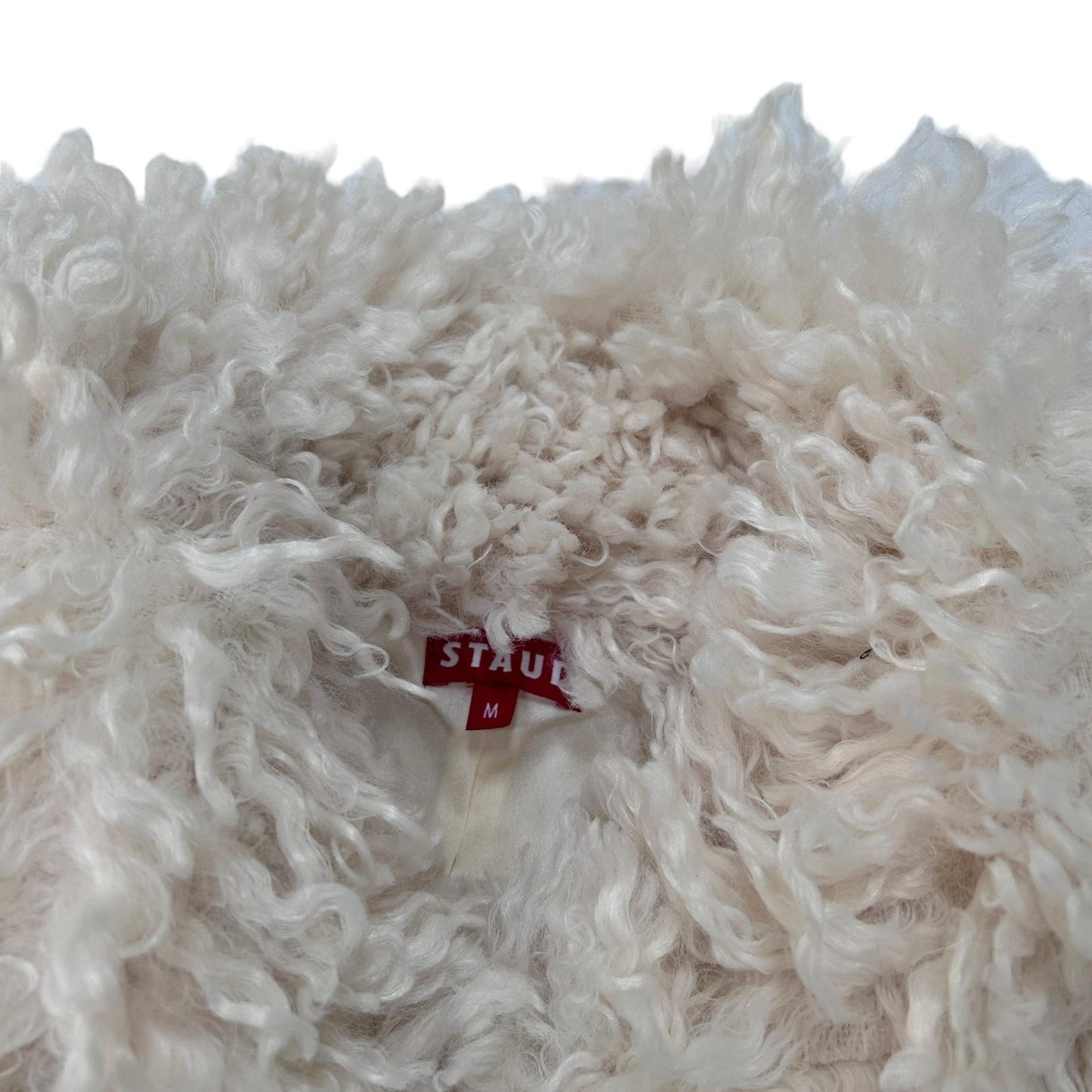 STAUD Neutrals Faux Fur Lydie faux shearling collar coat Medium - NEW RRP 430