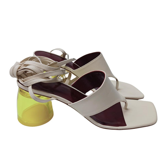 STAUD White Mid Heeled Sandals Adora Sandal Leather Shoe UK 6 NEW RRP 305