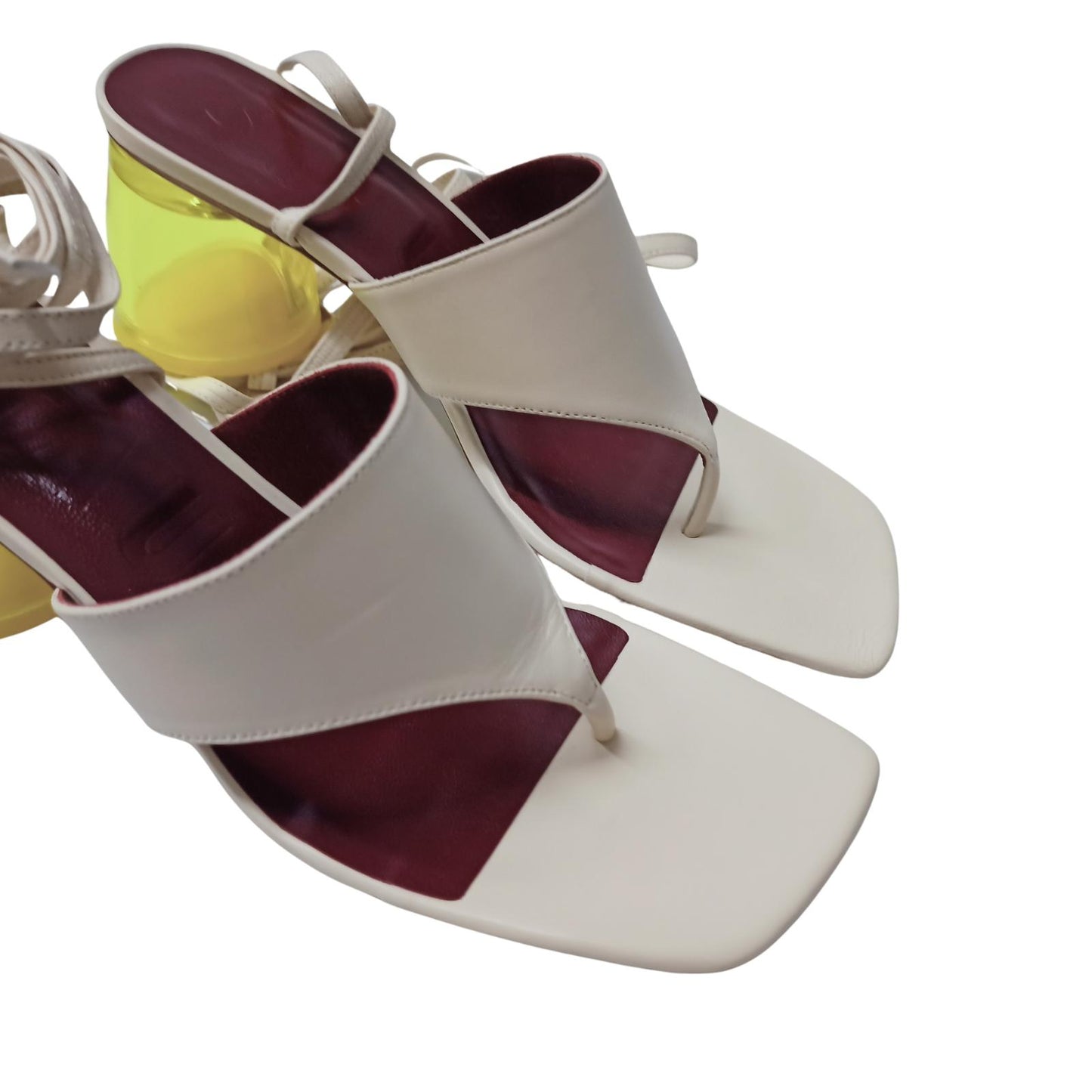 STAUD White Mid Heeled Sandals Adora Sandal Leather Shoe UK 6 NEW RRP 305