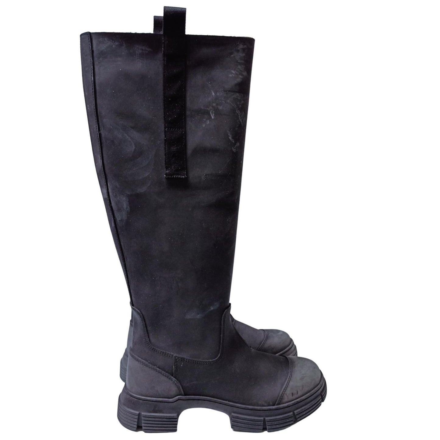 GANNI Knee Boots Flat Round Toe Knee-High Leather Shoes UK 5 NEW RRP 445