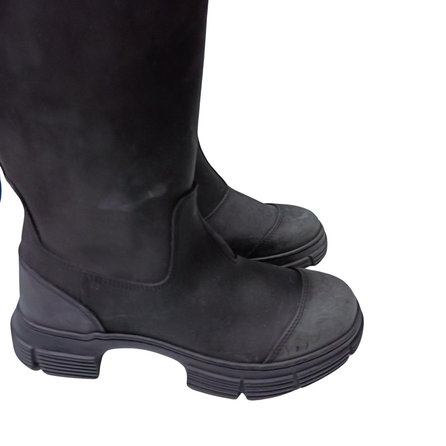 GANNI Knee Boots Flat Round Toe Knee-High Leather Shoes UK 5 NEW RRP 445