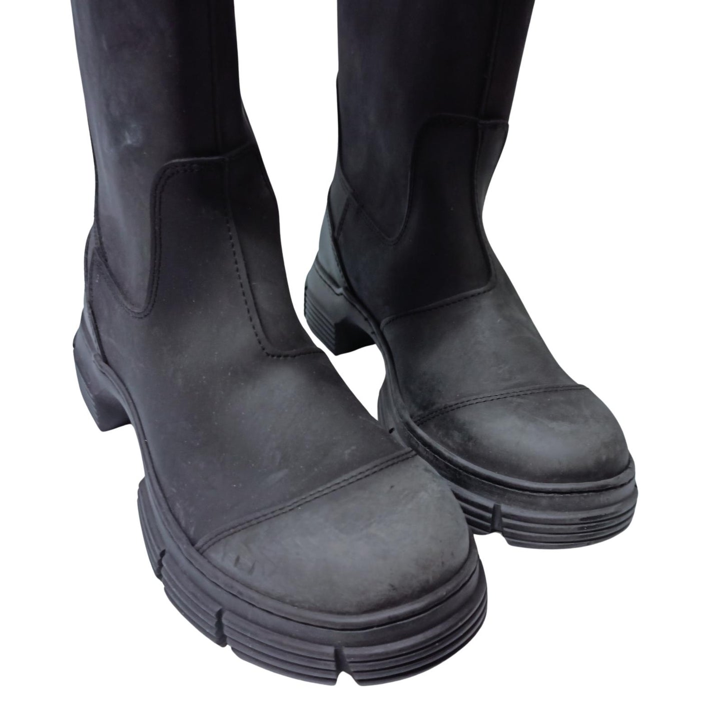 GANNI Knee Boots Flat Round Toe Knee-High Leather Shoes UK 5 NEW RRP 445