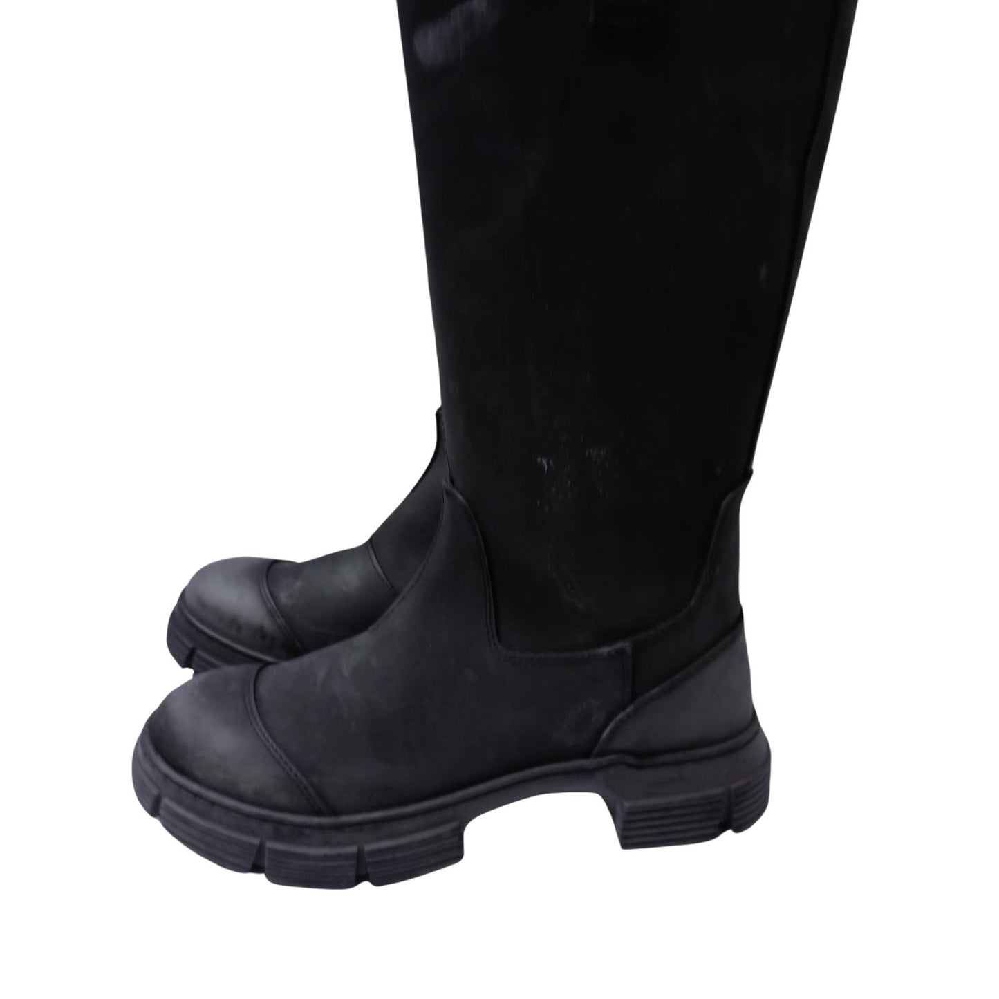 GANNI Knee Boots Flat Round Toe Knee-High Leather Shoes UK 5 NEW RRP 445