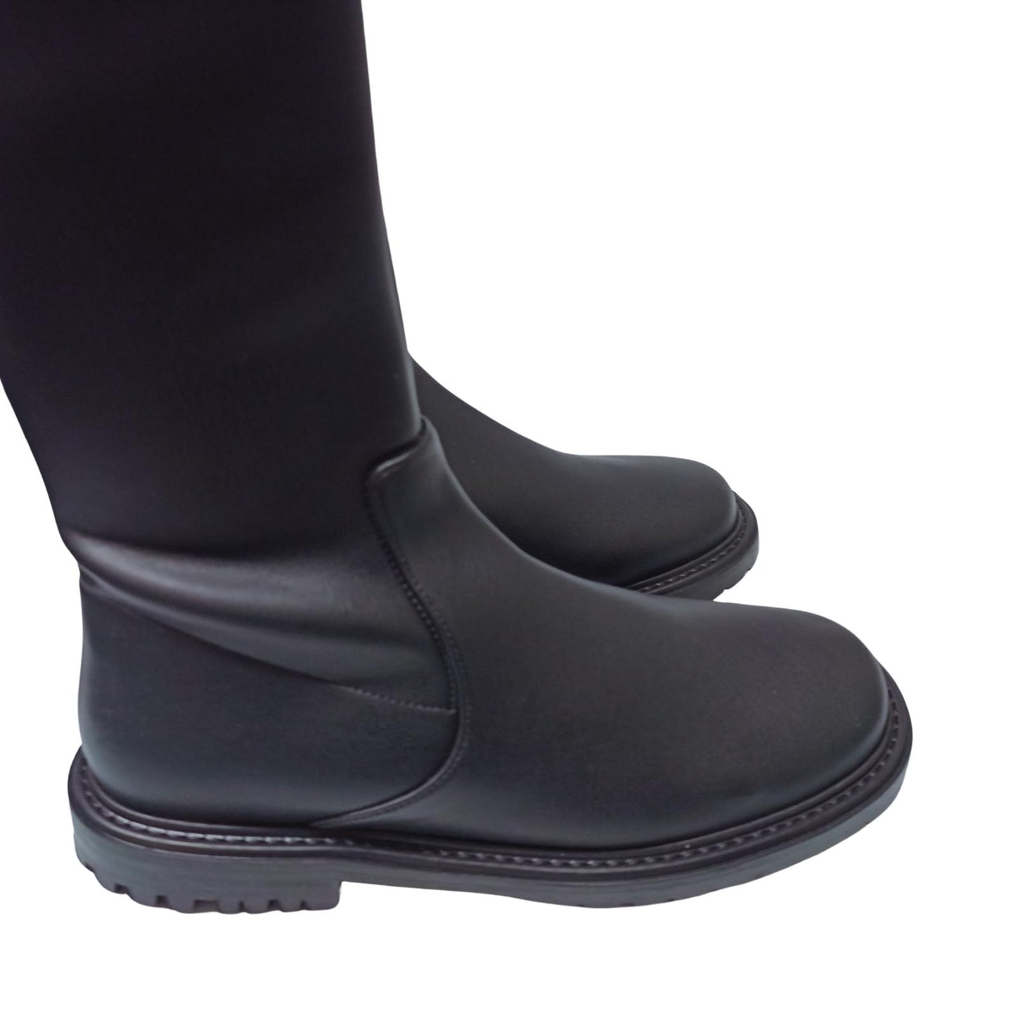 STAUD Black Ankle Boots Belle Flat Stretch Vegan Leather UK 3.5 NEW RRP 470