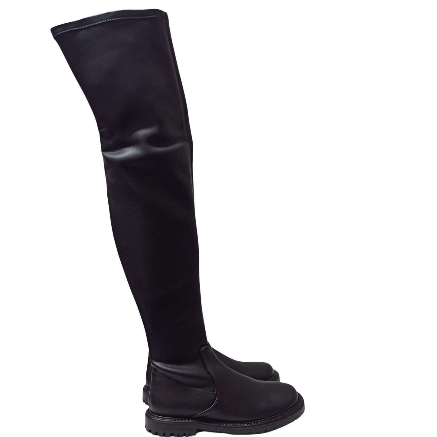 STAUD Black Ankle Boots Belle Flat Stretch Vegan Leather UK 4.5 NEW RRP 470