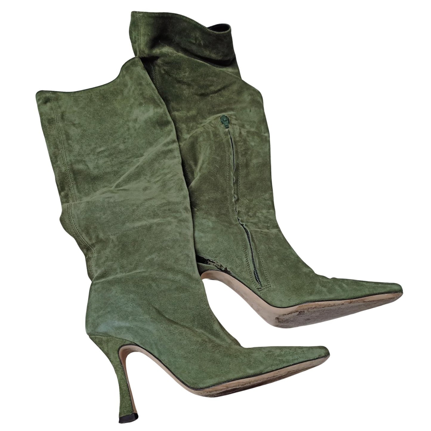 STAUD Green Boots Cami High Heel Point Toe Over Knee Boot UK 3.5 NEW RRP 420