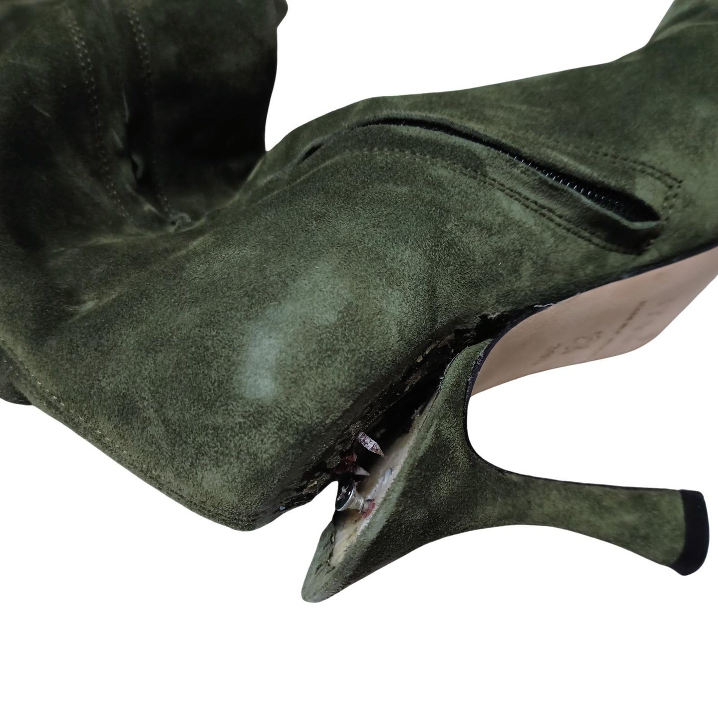 STAUD Green Boots Cami High Heel Point Toe Over Knee Boot UK 3.5 NEW RRP 420