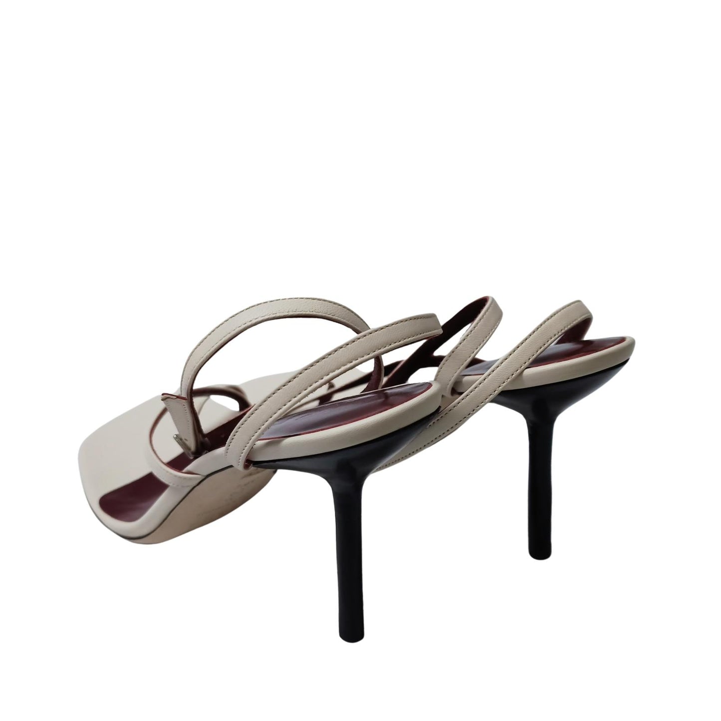 STAUD White High Heeled Sandals Mona Square Toe Leather Shoe UK 5.5 NEW RRP 250