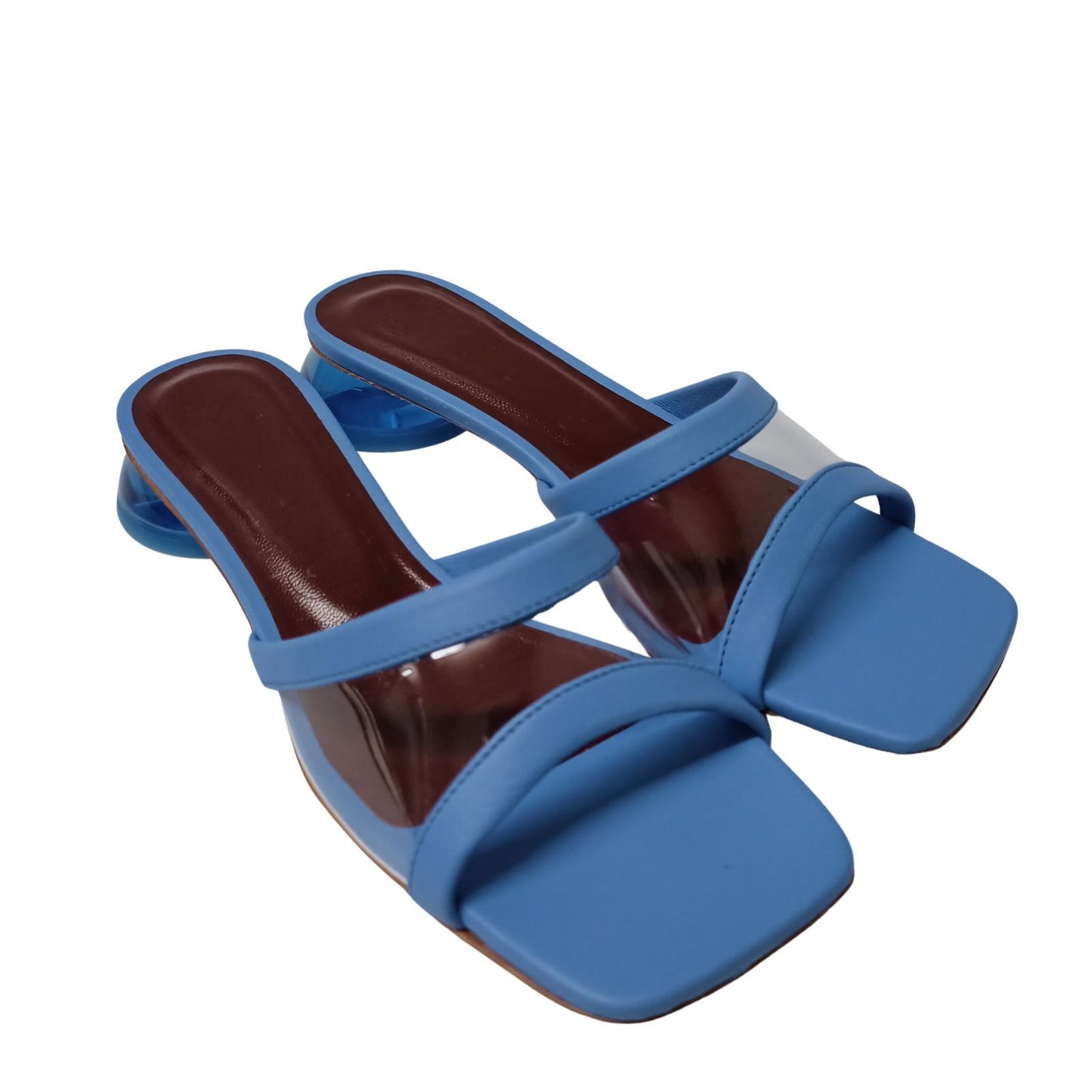 STAUD Blue Mid Heeled Sandals Simone Sandal Leather Plexi UK 3.5 NEW RRP 270