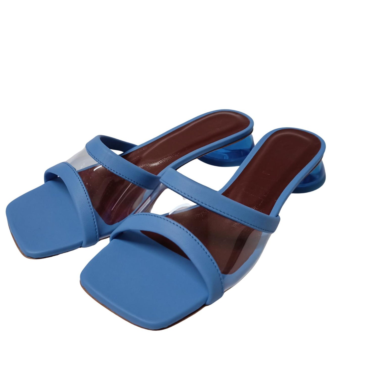 STAUD Blue Mid Heeled Sandals Simone Sandal Leather Plexi UK 3.5 NEW RRP 270