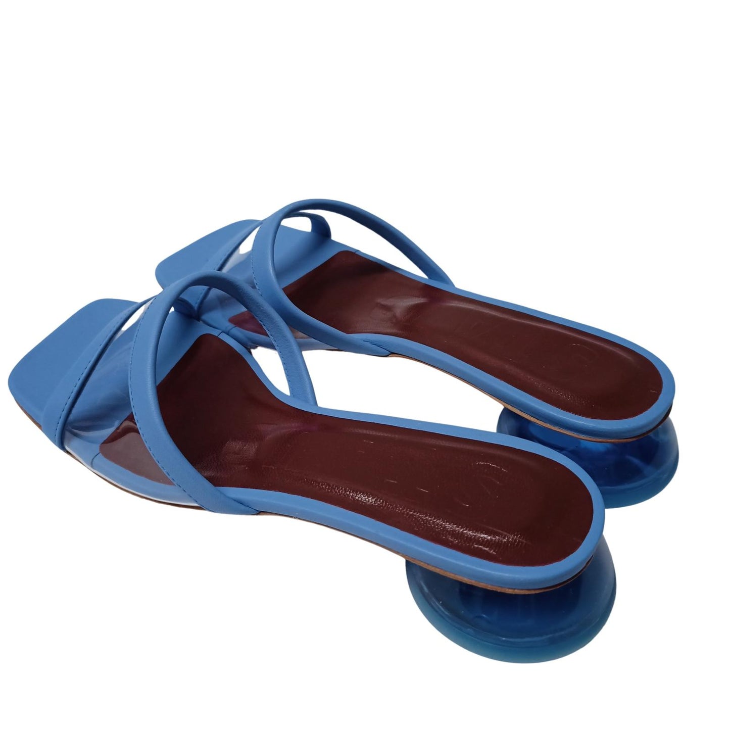 STAUD Blue Mid Heeled Sandals Simone Sandal Leather Plexi UK 3.5 NEW RRP 270