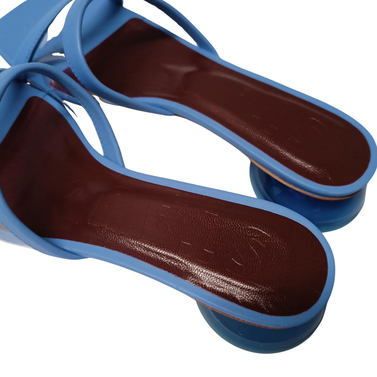 STAUD Blue Mid Heeled Sandals Simone Sandal Leather Plexi UK 3.5 NEW RRP 270