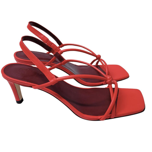 STAUD Red High Heeled Nicolettte Sandal Sling Back Leather UK 6 NEW RRP 270