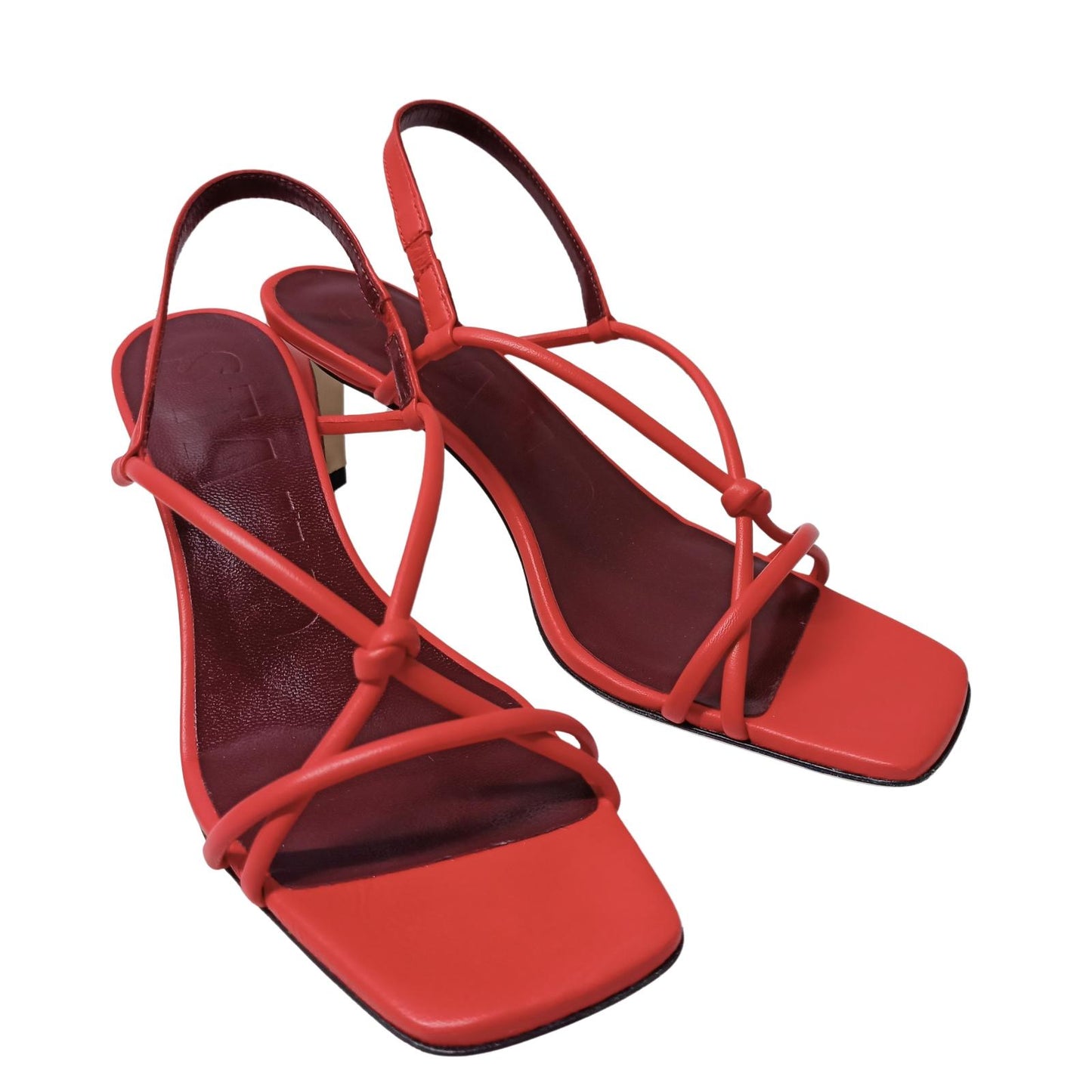 STAUD Red High Heeled Nicolettte Sandal Sling Back Leather UK 6 NEW RRP 270