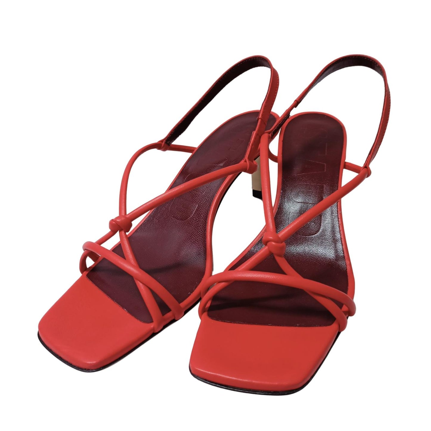 STAUD Red High Heeled Nicolettte Sandal Sling Back Leather UK 6 NEW RRP 270