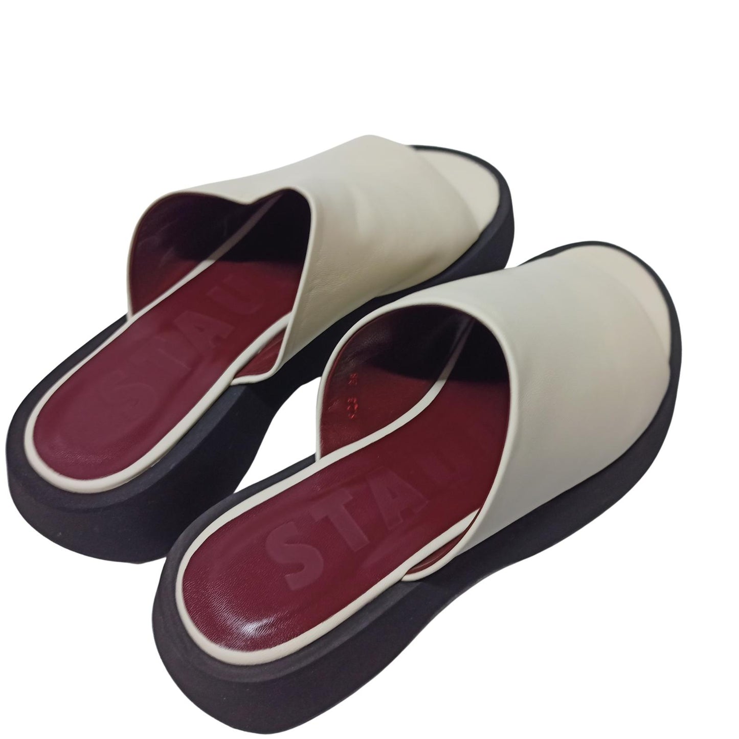 STAUD White Sandals Alpine Slide Flat Sandale Block Nappa Shoe UK 5 NEW RRP 295