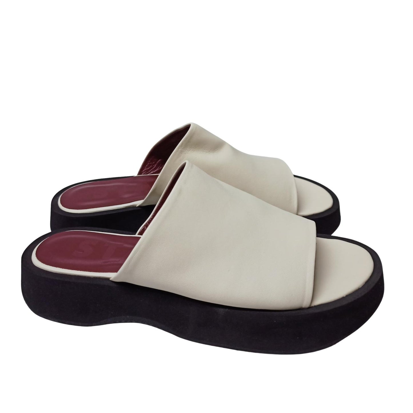 STAUD White Sandals Alpine Slide Flat Sandale Block Nappa Shoe UK 5 NEW RRP 295