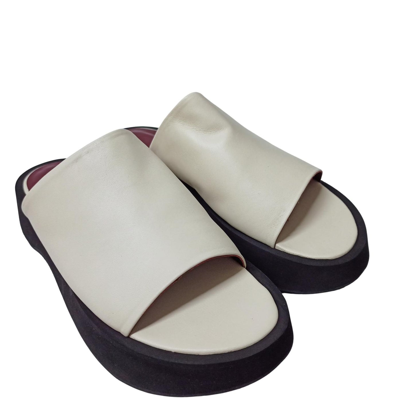 STAUD White Sandals Alpine Slide Flat Sandale Block Nappa Shoe UK 5 NEW RRP 295