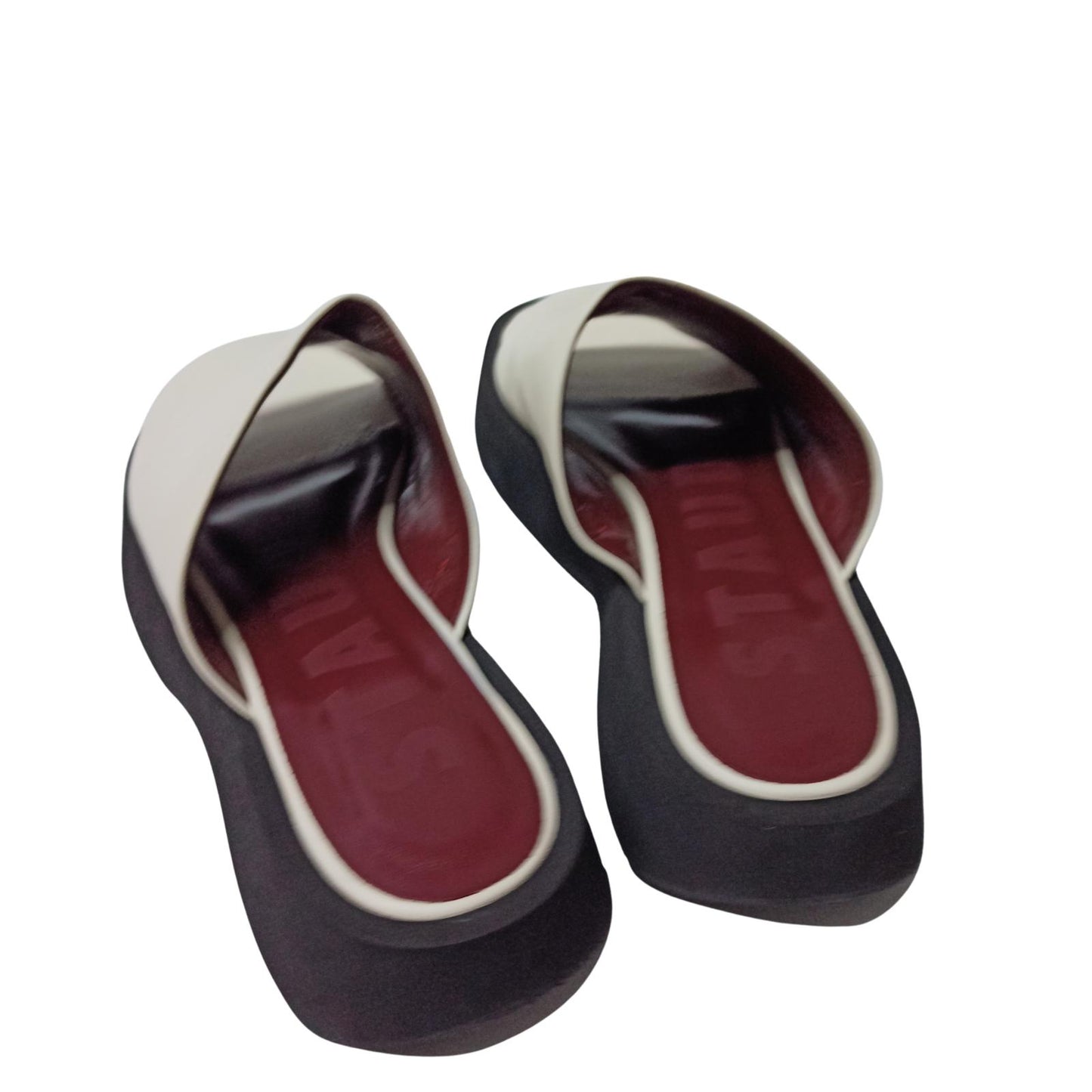 STAUD White Flat Sandals Alpine Slide Nappa Leather Shoe UK 7 NEW RRP 295