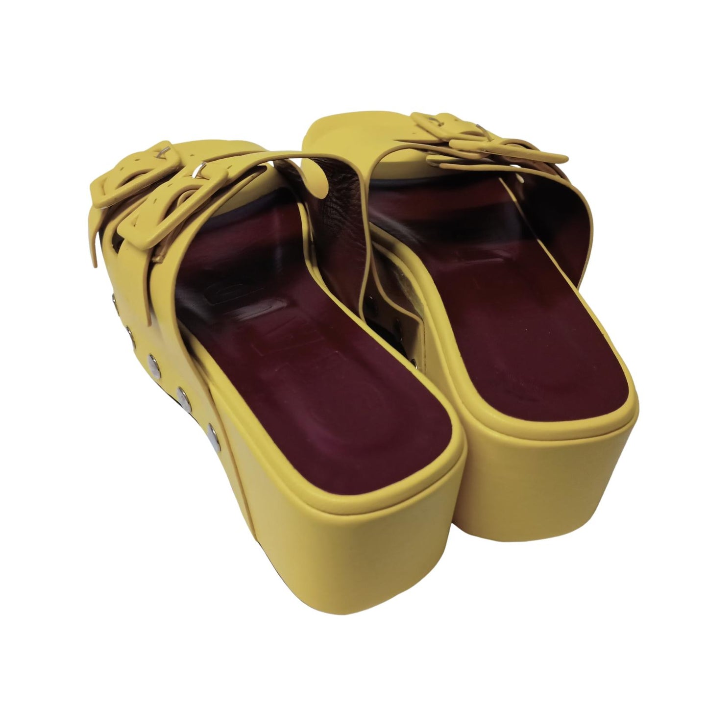 STAUD Yellow Flat Sandals Remi Flatform Double Strap Leather UK 5 NEW RRP 345