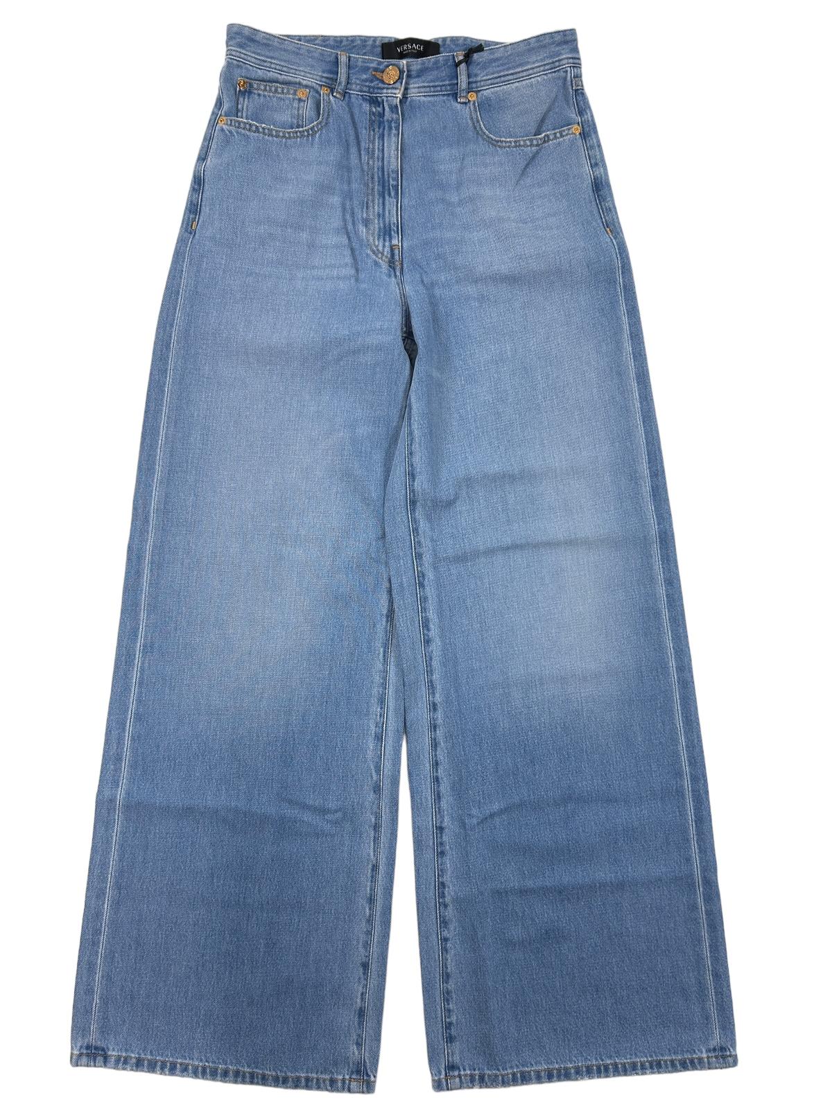 VERSACE Denim Cotton Blue Wide Leg Jeans Size 27 NEW RRP 640