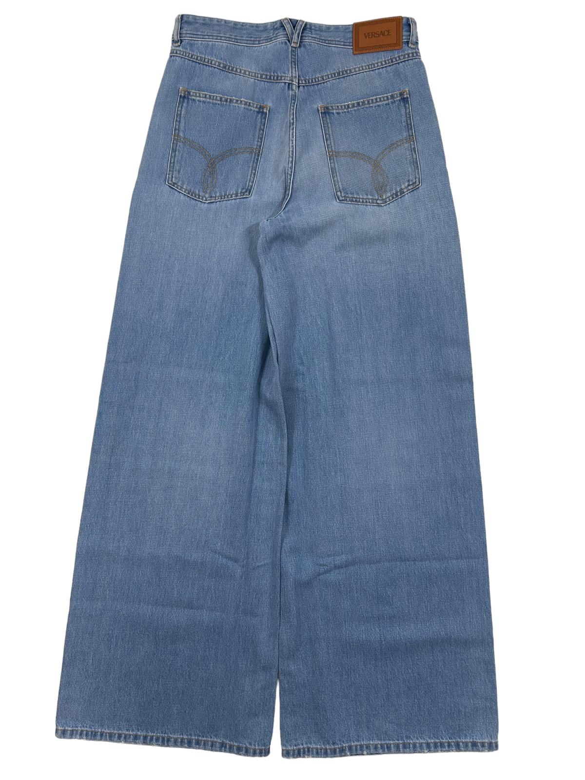VERSACE Denim Cotton Blue Wide Leg Jeans Size 27 NEW RRP 640
