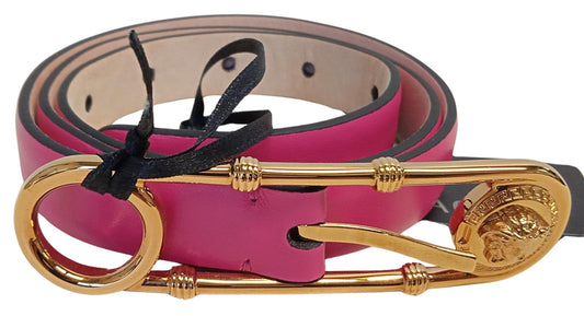 VERSACE Ladies Pink Leather Safety Pin Medusa Head Buckle Belt 75/30 NEW RRP270