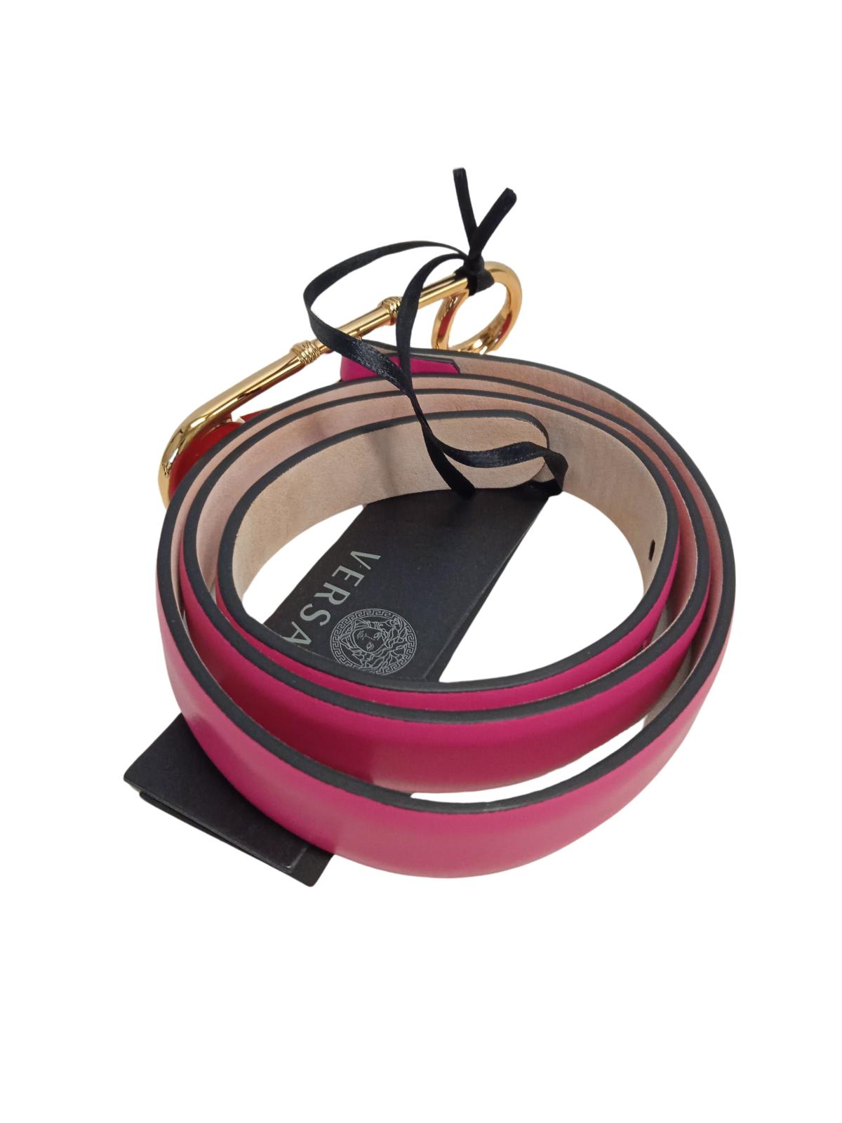 VERSACE Ladies Pink Leather Safety Pin Medusa Head Buckle Belt 75/30 NEW RRP270