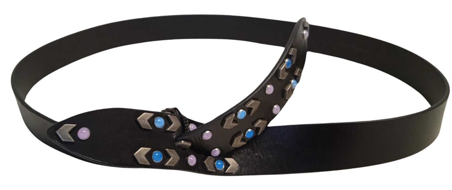 ISABEL MARANT Ladies Lecce Black Multi Leather Studded Wrap Belt S NEW RRP220