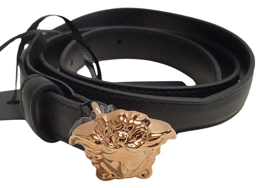 VERSACE Ladies Black Leather Medusa Head Adjustable Buckle Belt 75/30 NEW RRP280