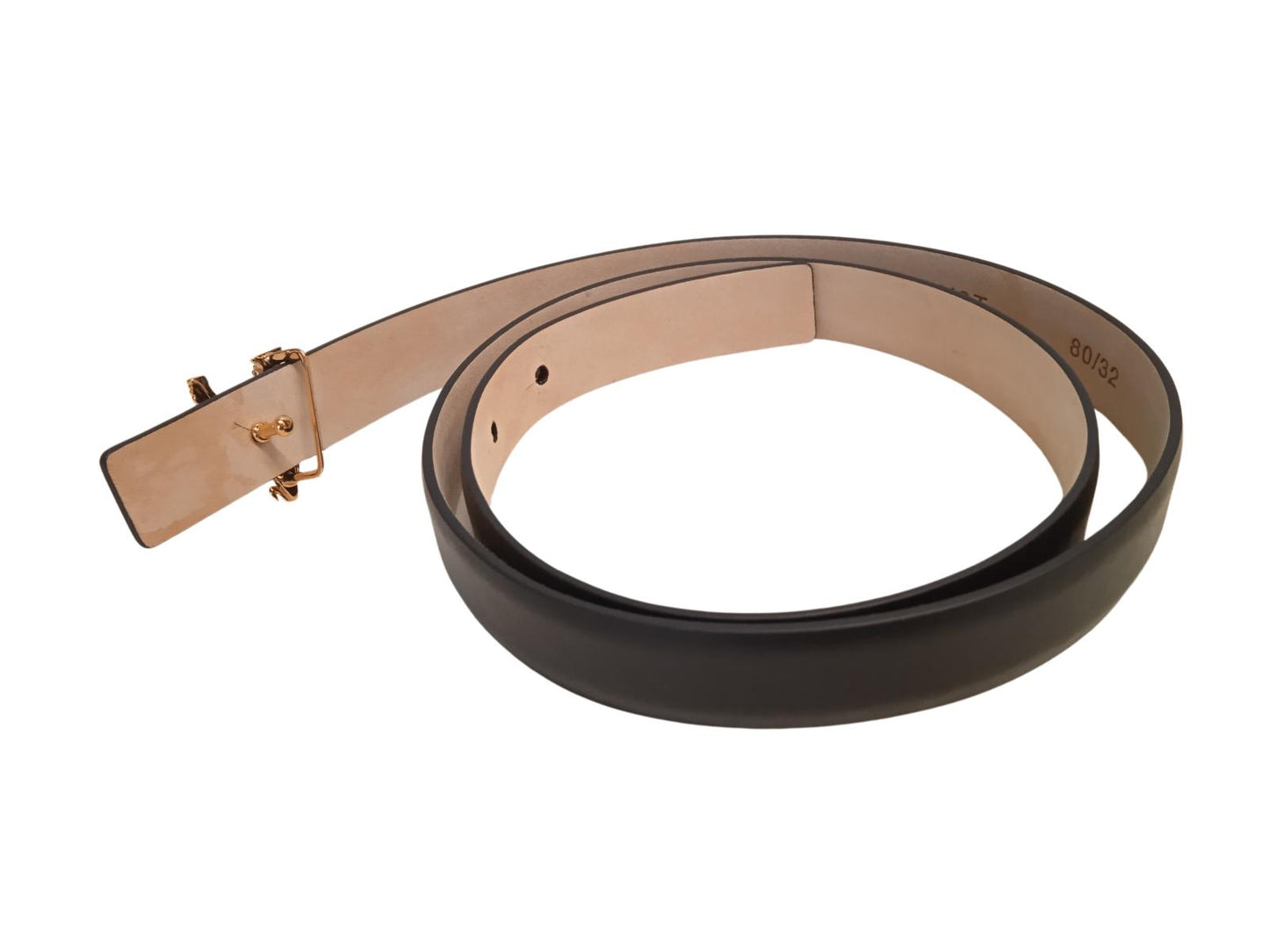 VERSACE Ladies Virtus Black Leather Gold Tone V Logo Belt 80/32 NEW RRP290