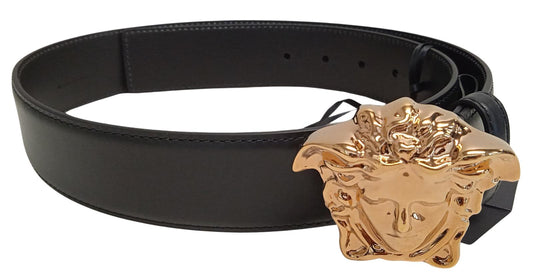 VERSACE Ladies Black Leather 4cm Medusa Head Buckle Belt 80/32 NEW RRP390
