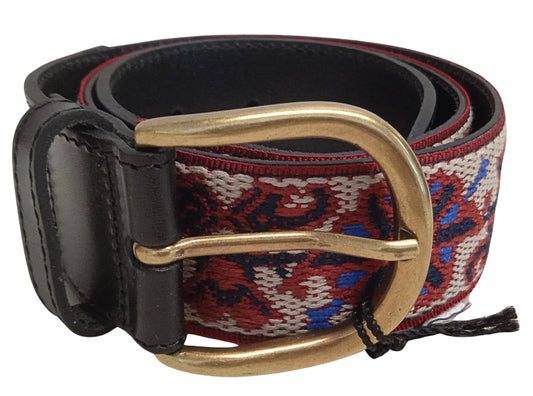 ISABEL MARANT Ladies Zaf Red/Black Embroidery Leather Belt 75/30 NEW RRP295
