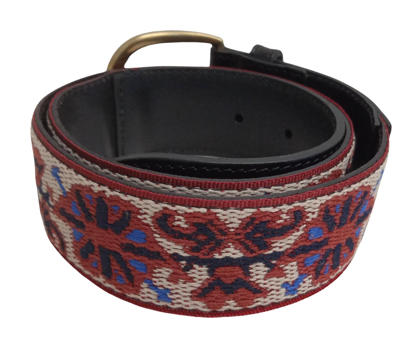 ISABEL MARANT Ladies Zaf Red/Black Embroidery Leather Belt 75/30 NEW RRP295