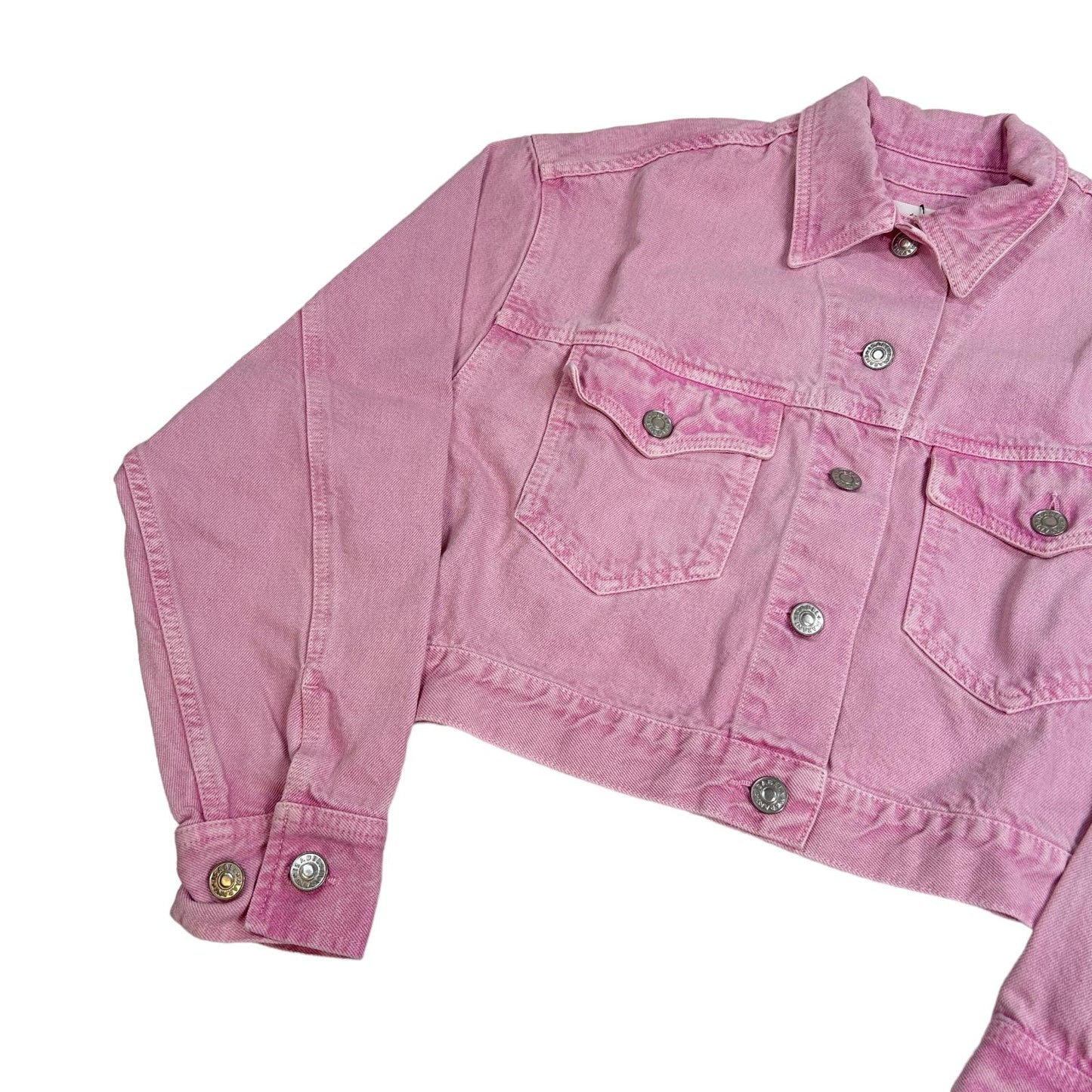 ISABEL MARANT ÉTOILE Pink Denim Jacket Cropped Box Fit Size 34 NEW RRP 350