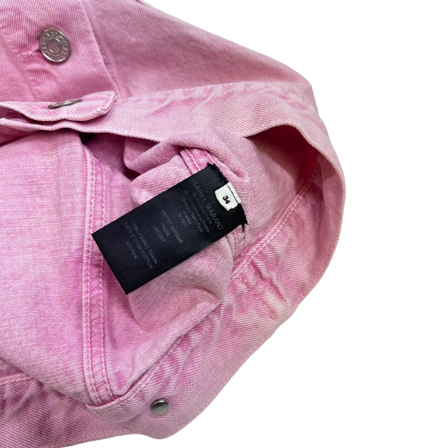 ISABEL MARANT ÉTOILE Pink Denim Jacket Cropped Box Fit Size 34 NEW RRP 350