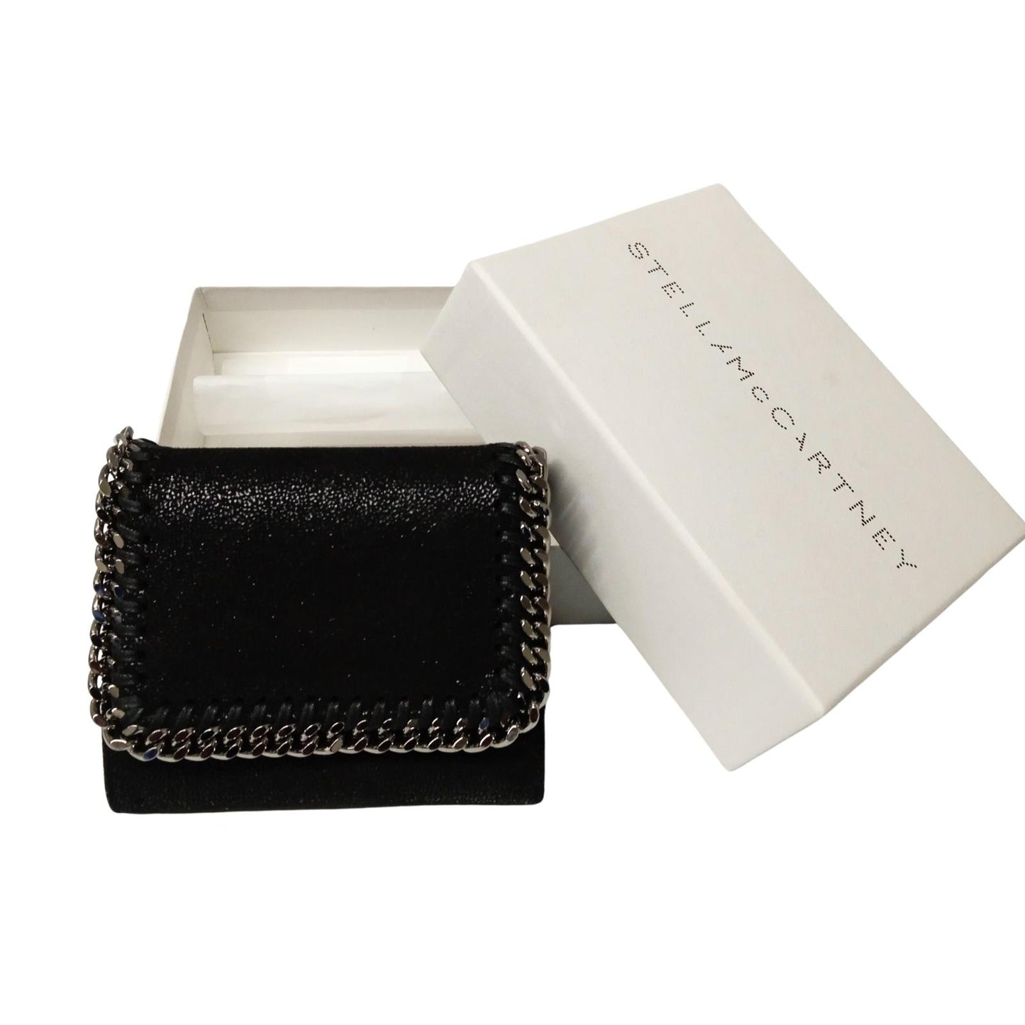 STELLA MCCARTNEY Falabella Black Small Flap Wallet Size OS RRP 290 NEW
