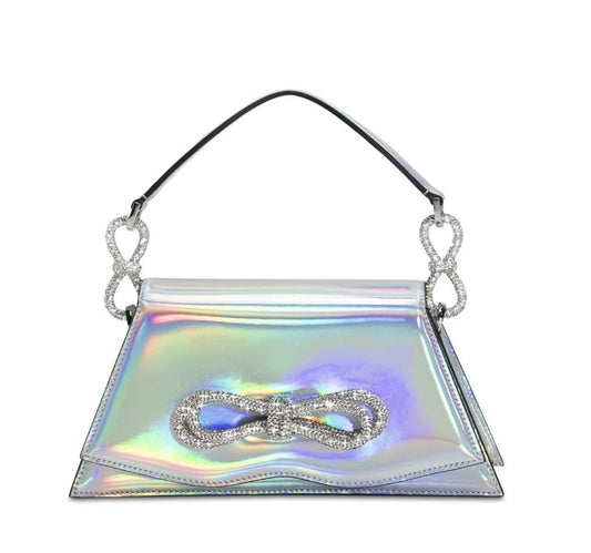 MACH & MACH Samantha Leather Bow Top Handle Metallic Bag Size OS RRP1210 NEW