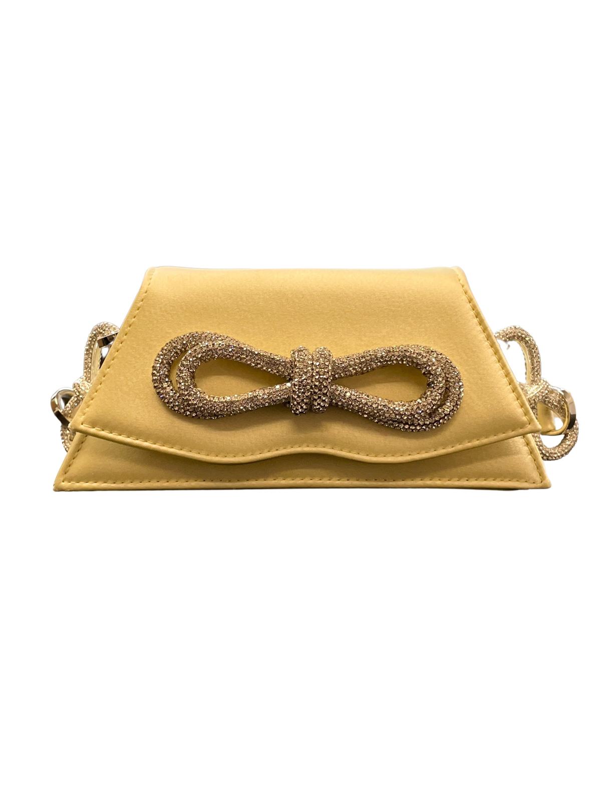 MACH & MACH Samantha Double Bow Satin Yellow Shoulder Bag Size OS RRP 810 NEW