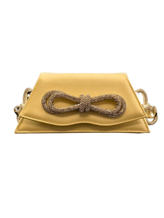 MACH & MACH Samantha Double Bow Satin Yellow Shoulder Bag Size OS RRP 810 NEW