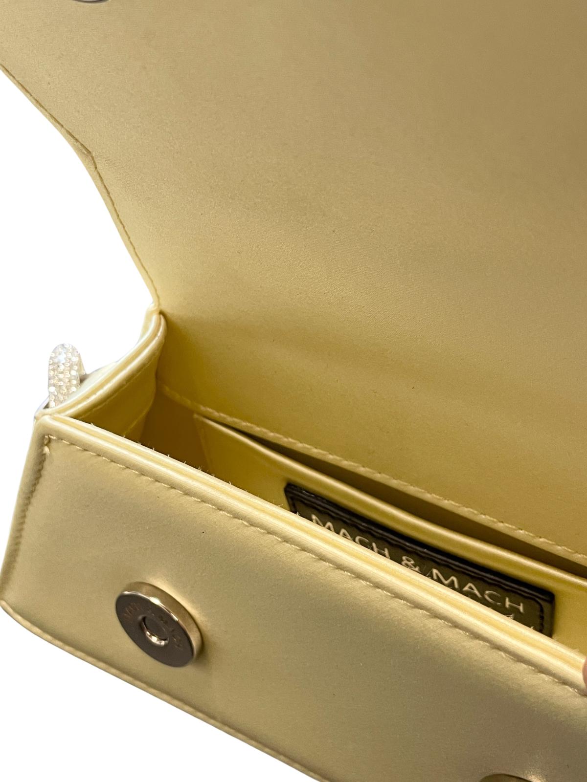 MACH & MACH Samantha Double Bow Satin Yellow Shoulder Bag Size OS RRP 810 NEW