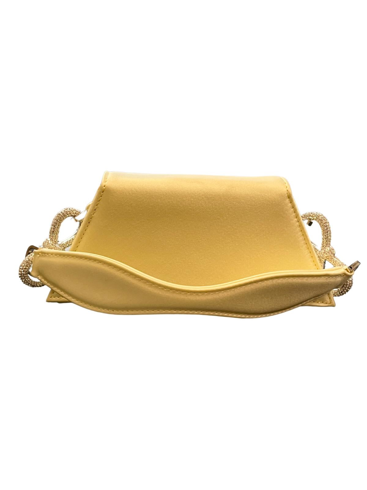 MACH & MACH Samantha Double Bow Satin Yellow Shoulder Bag Size OS RRP 810 NEW