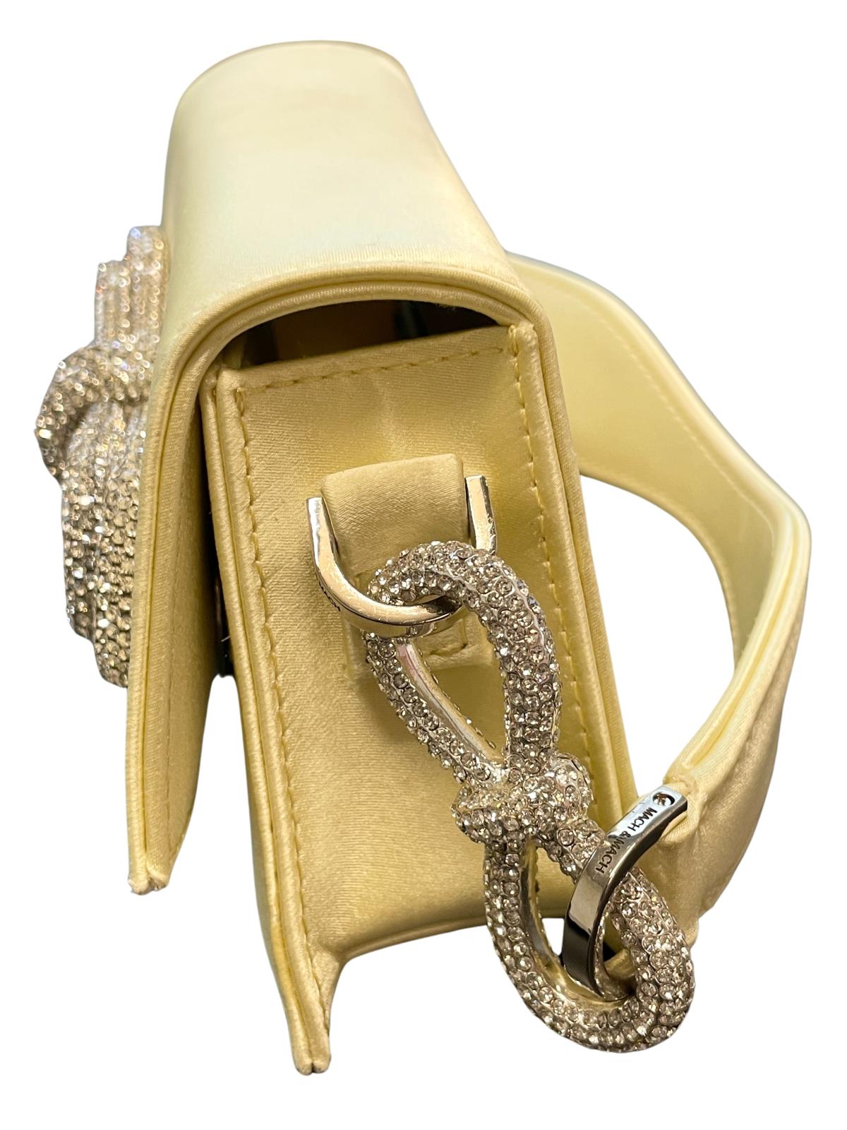 MACH & MACH Samantha Double Bow Satin Yellow Shoulder Bag Size OS RRP 810 NEW