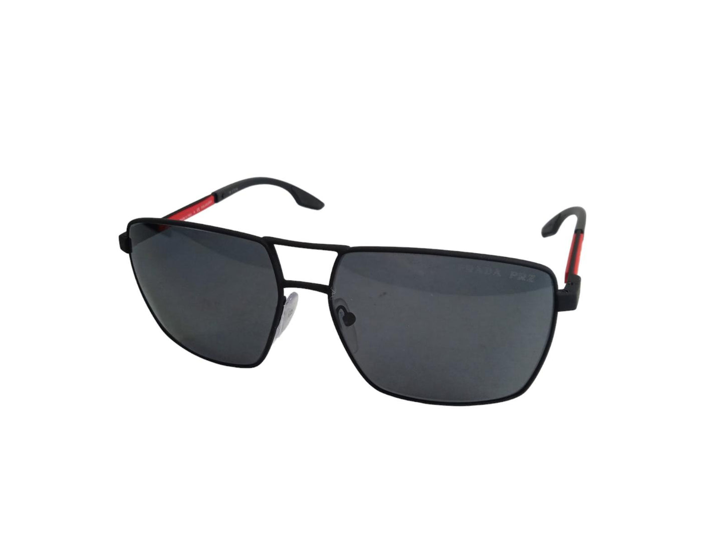 PRADA Men's Black Metal Linea Rossa Square Sunglasses One Size RRP240 NEW